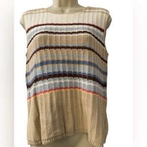 Liz Claiborne Lizsport Striped Sleeveless Knit Sweater Vest – Size Large.